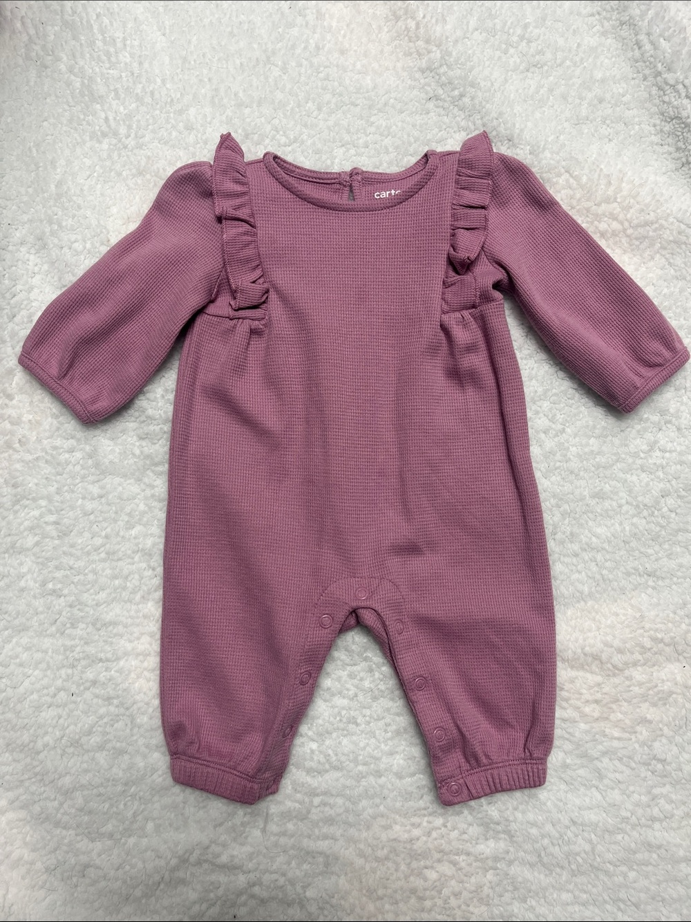 4/25$ Carter's Dusty Mauve Ruffle-Trim Long-Sleeve Romper